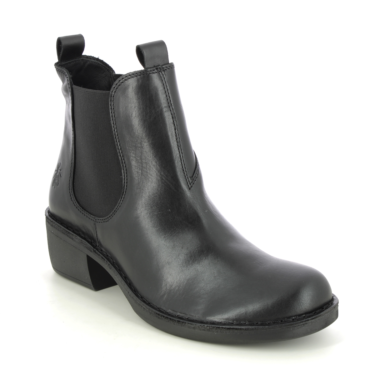 Fly London Meme   Mela Black Leather Womens Chelsea Boots P211030 In Size 41 In Plain Black Leather