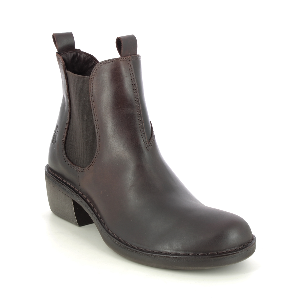Fly London Meme   Mela Brown Leather Womens Chelsea Boots P211030 In Size 37 In Plain Brown Leather
