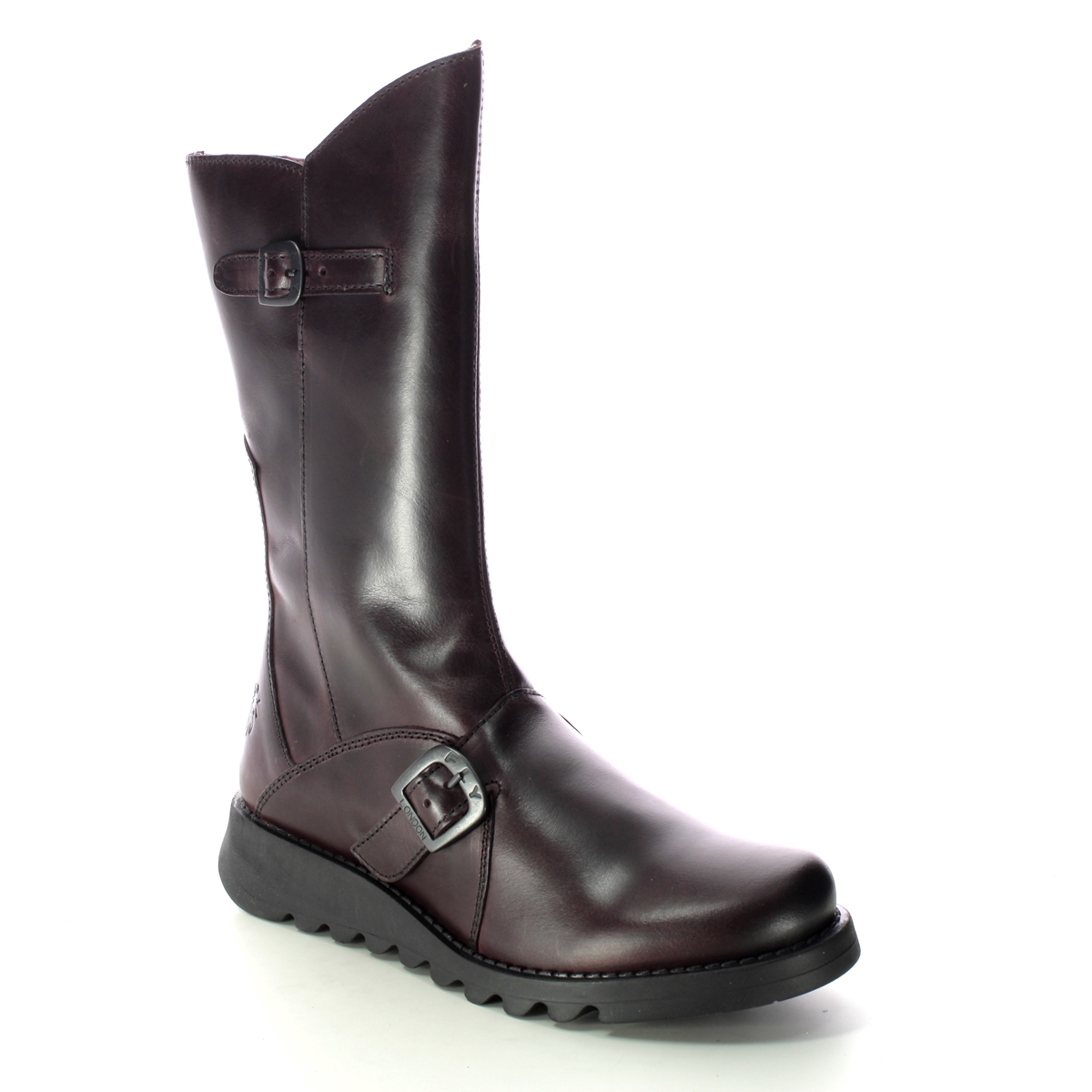 Fly London Mes 2 Wine Leather Womens Mid Calf Boots P142913 In Size 38 In Plain Wine Leather