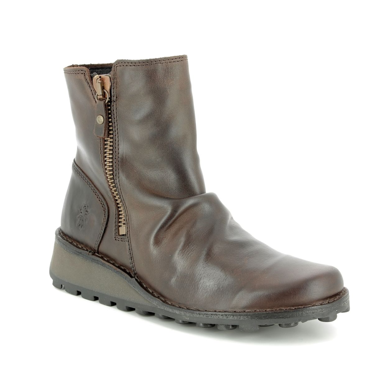 Fly London Mon Brown Leather Womens Ankle Boots P210944 In Size 39 In Plain Brown Leather