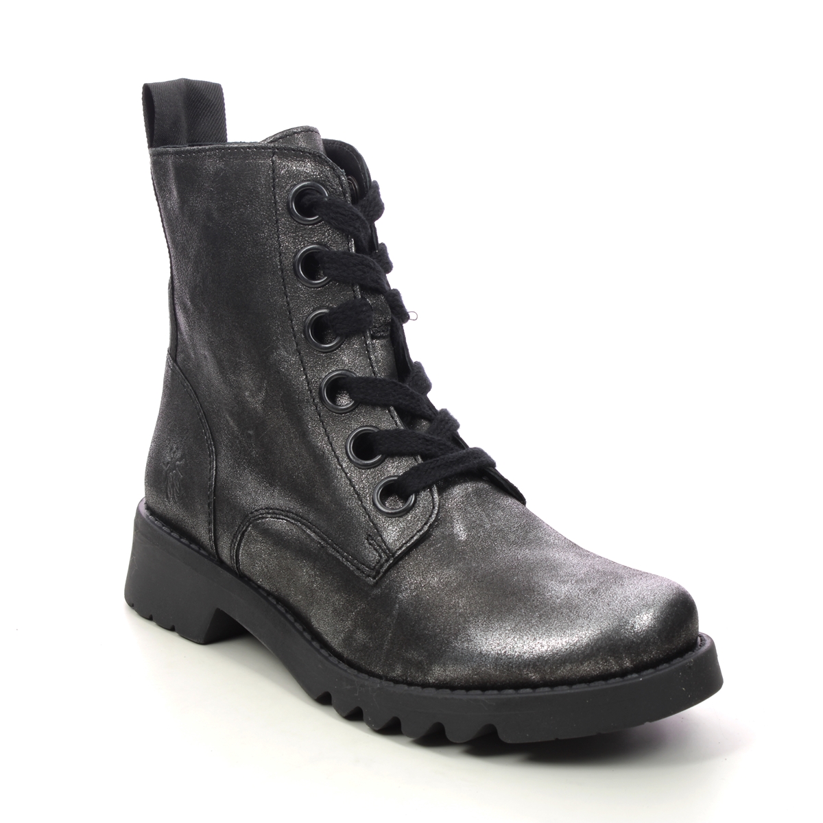 Fly London Ragi  Ronin Silver Glitz Womens Lace Up Boots P144539-035 in a Plain Leather in Size 37