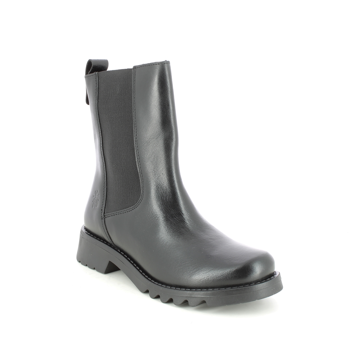 Fly London Rein   Ronin Black Leather Womens Chelsea Boots P144795 In Size 40 In Plain Black Leather