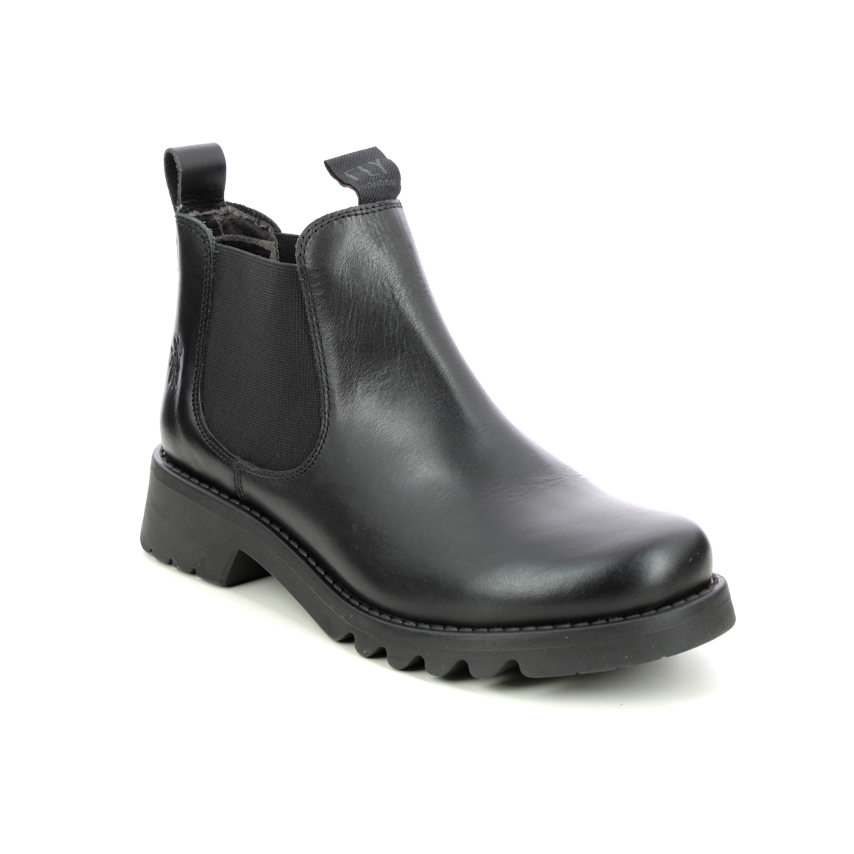 Fly London Rika   Ronin Black Leather Womens Chelsea Boots P144894 In Size 39 In Plain Black Leather