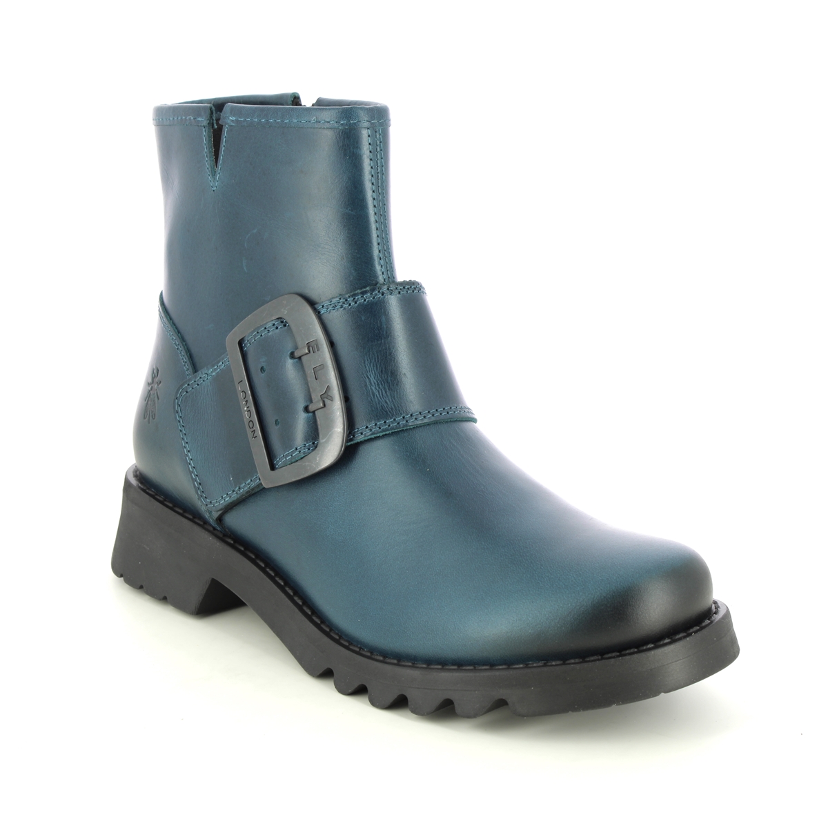 Fly London Rily   Ronin Blue Leather Womens Ankle Boots P144991 In Size 39 In Plain Blue Leather
