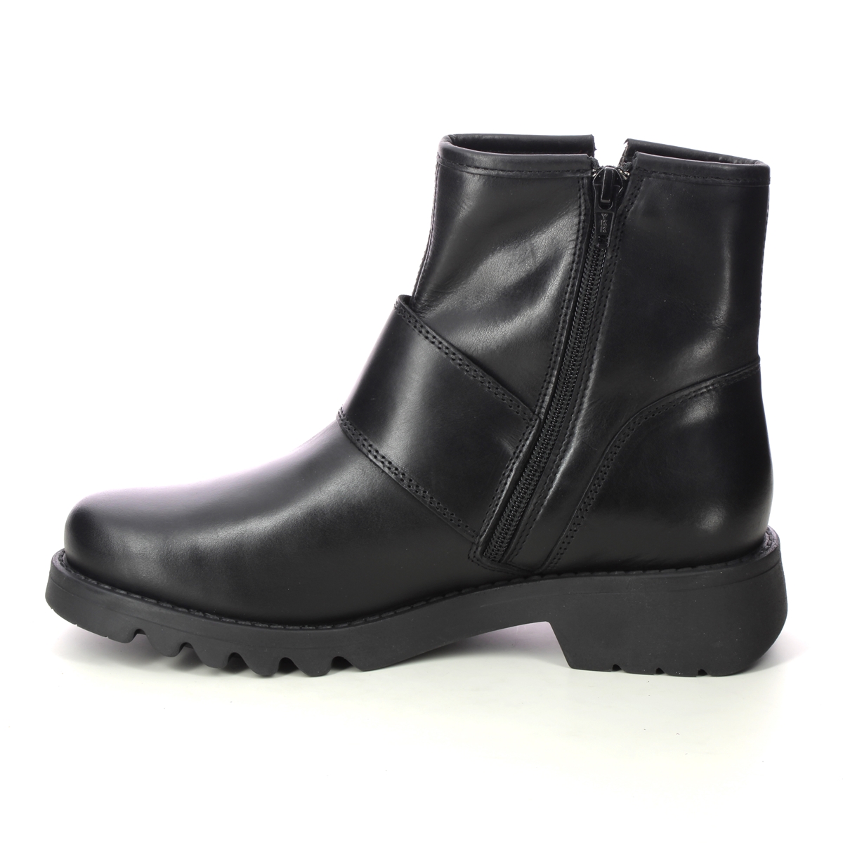 Fly London Rily Ronin Black leather Womens ankle boots P144991-000