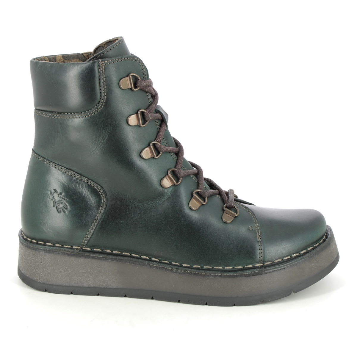 Fly London Roxy Ravi Petrol leather Womens Lace Up Boots P211094-002