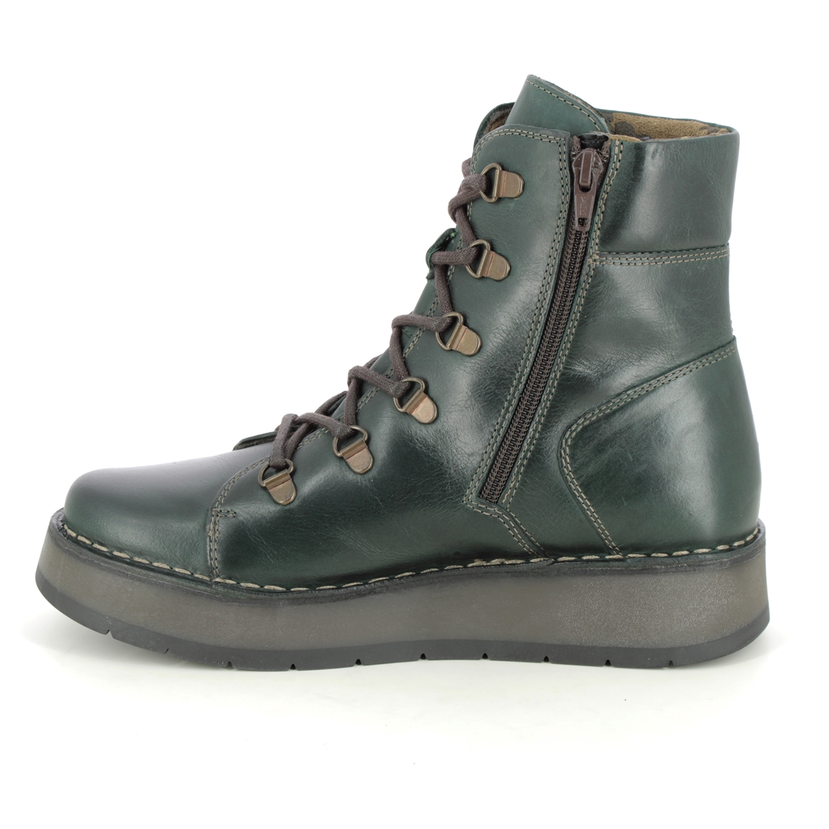 Fly London Roxy Ravi Petrol leather Womens Lace Up Boots P211094-002