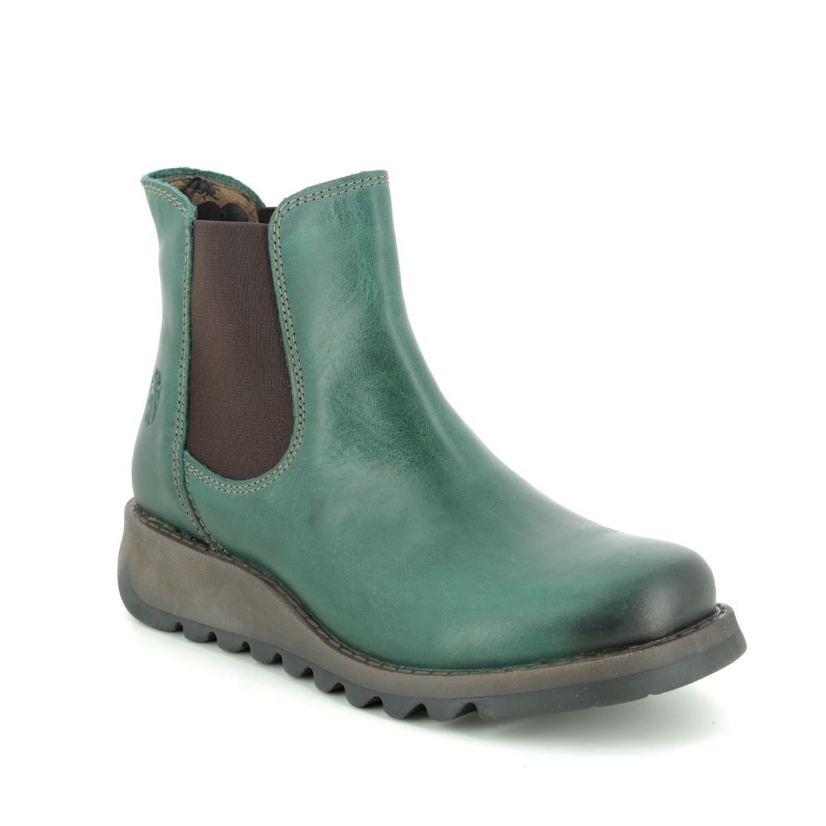 Fly London Salv Petrol Leather Womens Chelsea Boots P143195 In Size 39 In Plain Petrol Leather