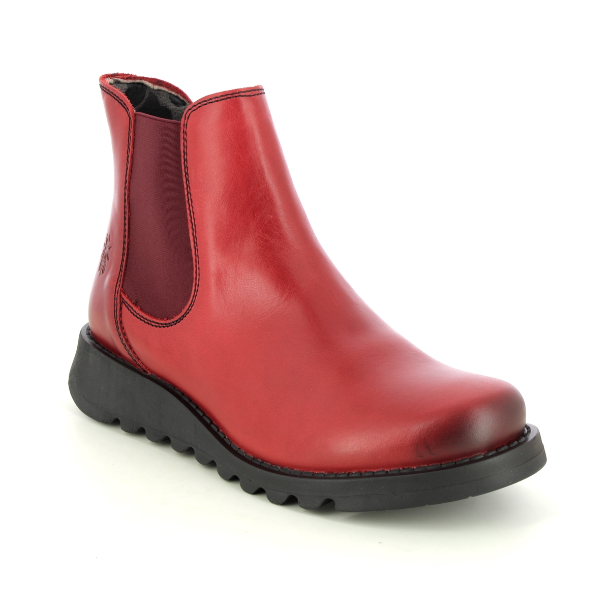 Fly London Salv Red Leather Womens Chelsea Boots P143195 In Size 42 In Plain Red Leather