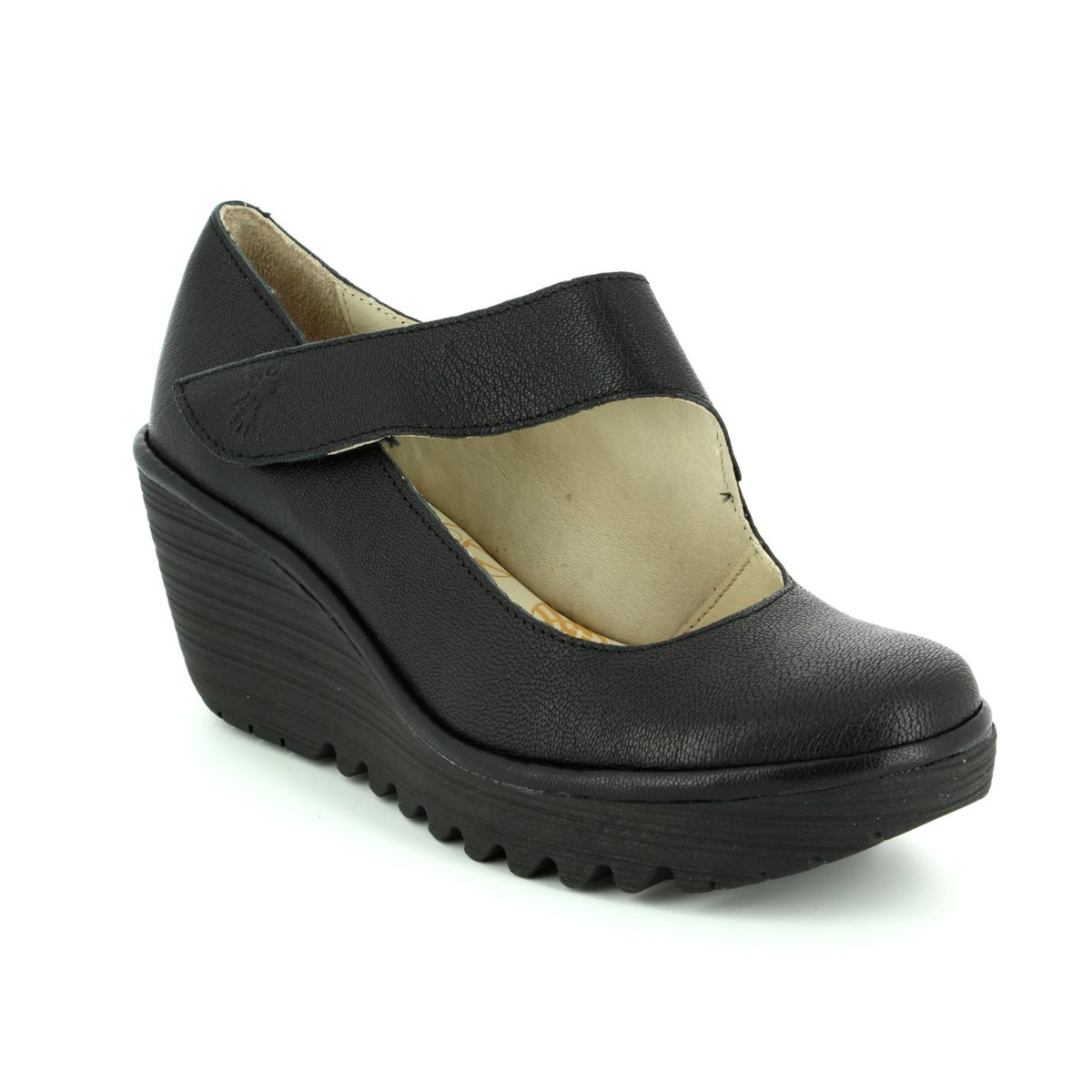 Fly London Yasi 682 Black Womens Wedge Heels P500682 In Size 41 In Plain Black
