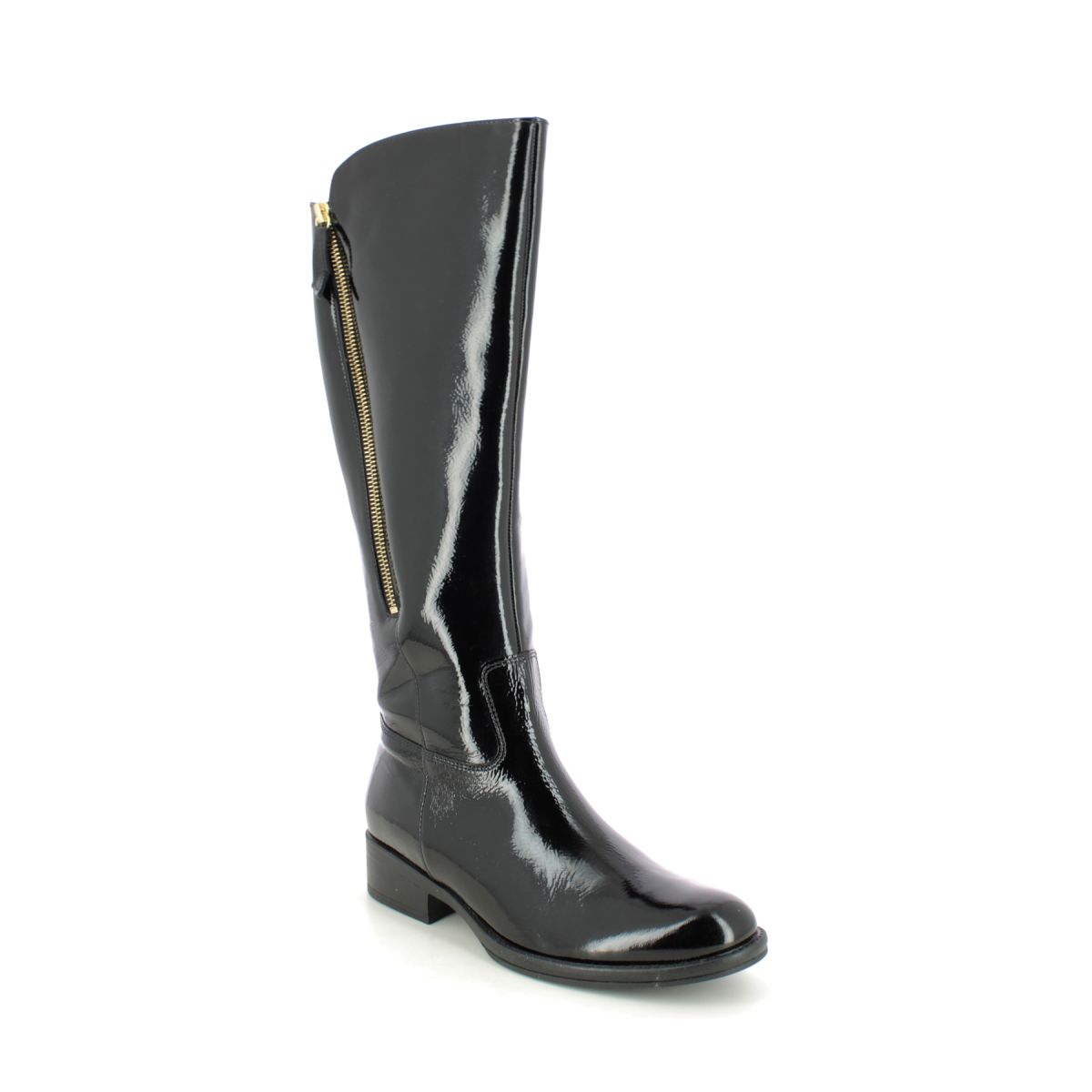 Gabor Adelina Zip Black patent Womens knee-high boots 91.605.97 in a Plain Leather in Size 5.5