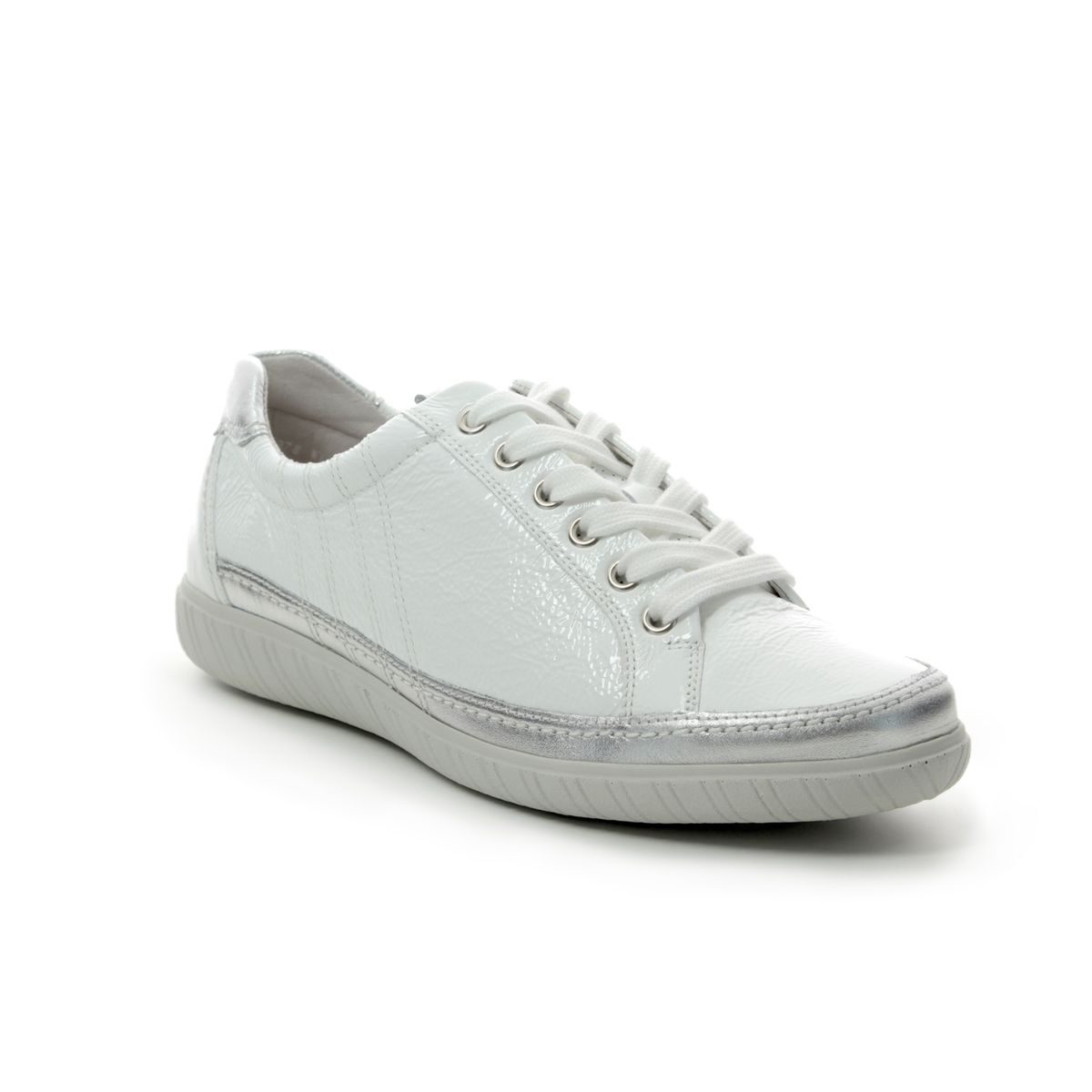 Gabor Amulet White Silver Womens lacing shoes 26.458.61 in a Plain Leather in Size 6