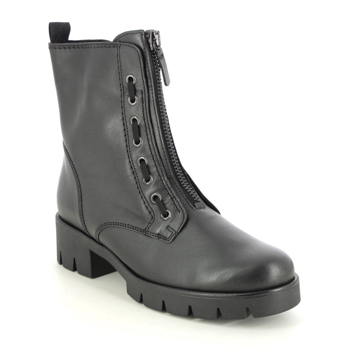 Gabor Banter Black Leather Womens Biker Boots 31.716.27 in a Plain Leather in Size 8