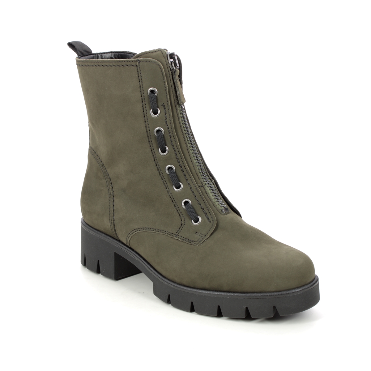 Gabor Banter Olive nubuck Womens Biker Boots 31.716.39 in a Plain Leather in Size 8