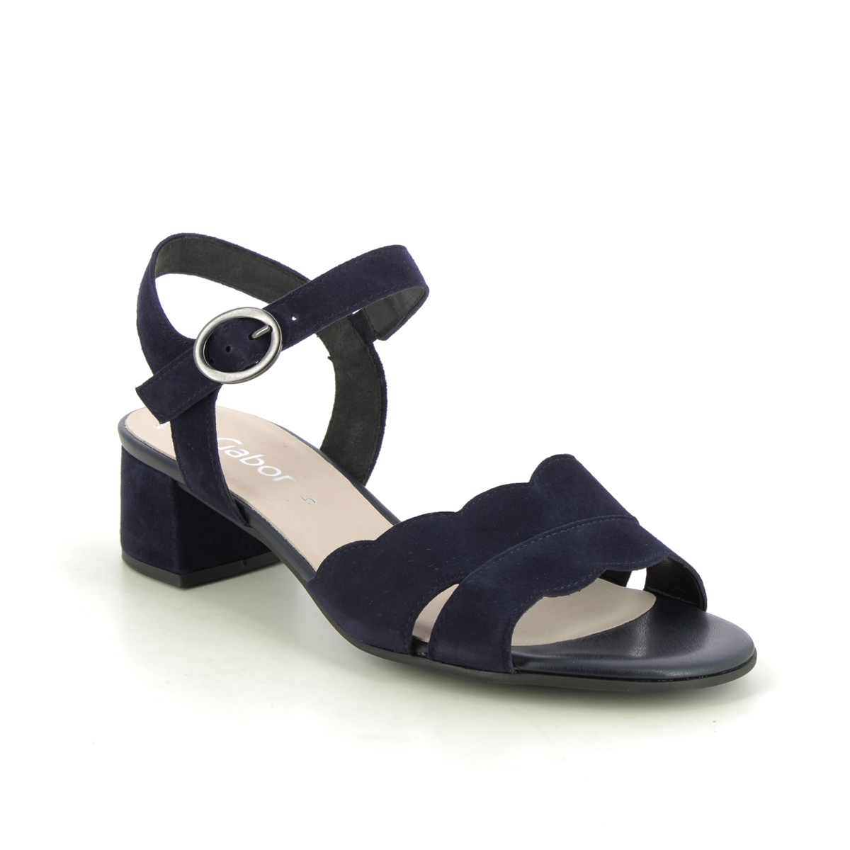 Gabor Bijou Jamma Navy Suede Womens Heeled Sandals 41.770.16 in a Plain Leather in Size 5.5