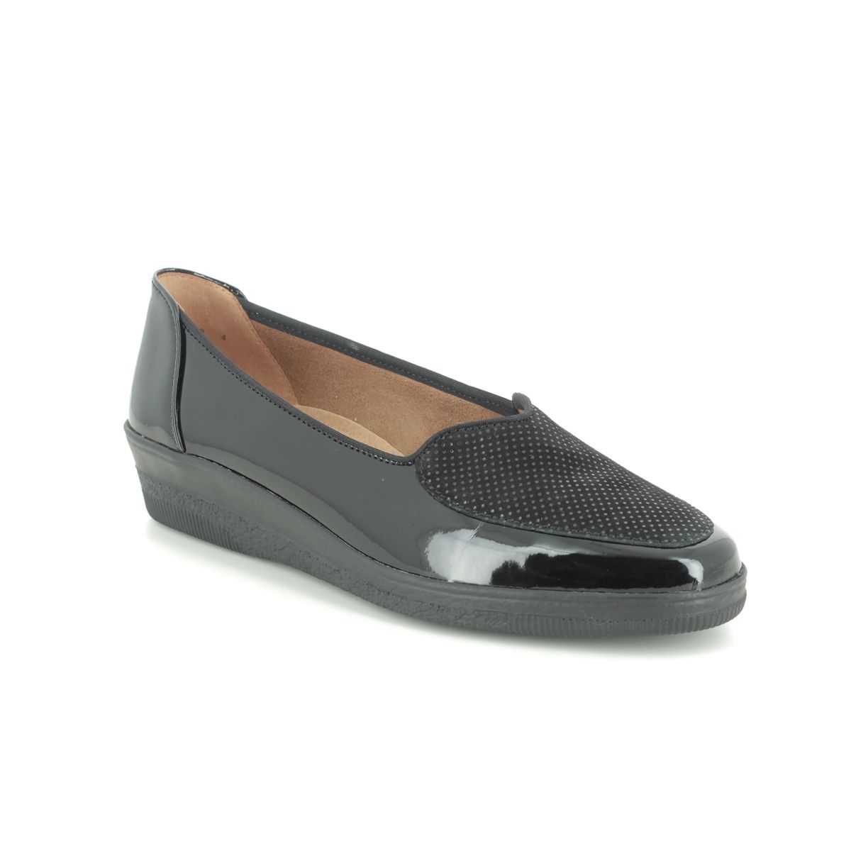 skade barriere slim Gabor Blanche 56.404.37 Black patent Comfort Slip On Shoes
