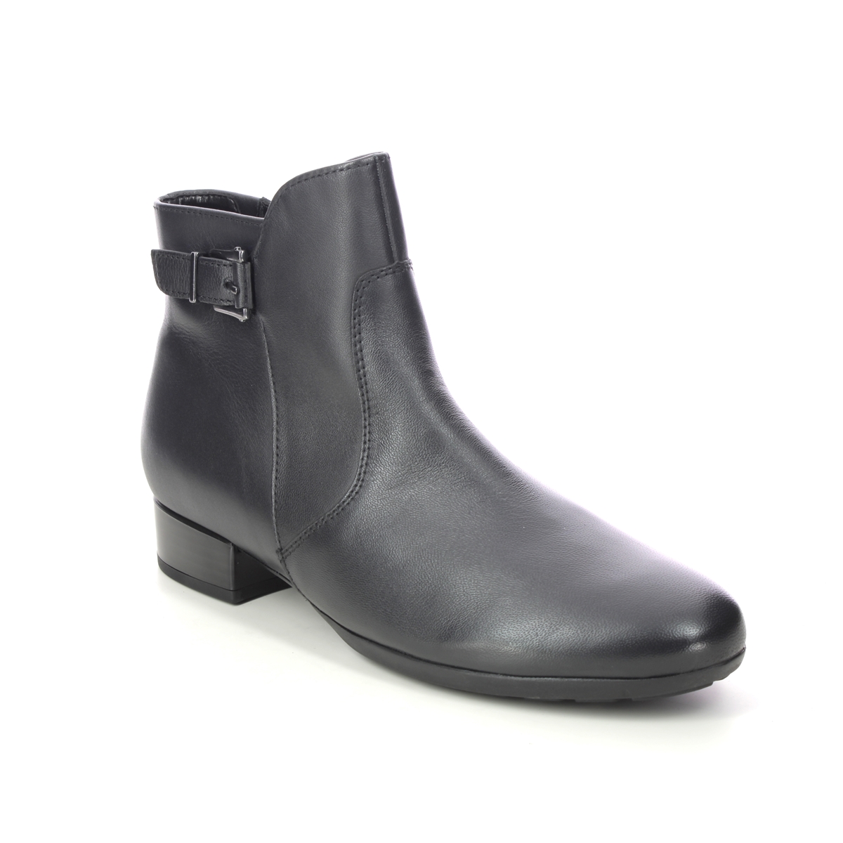 Gabor Bolan Wide Breck Navy Leather Womens Heeled Boots 32.714.26 In Size 3.5 In Plain Navy Leather  Womens Ankle Boots In Soft Navy Leather Leather