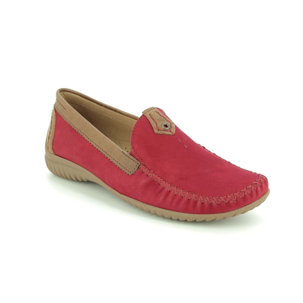 Gabor California Red Tan Womens Loafers 46.090.48 In Size 3.5 In Plain Red Tan  Womens Comfort Slip On Shoes In Soft Red Tan Leather