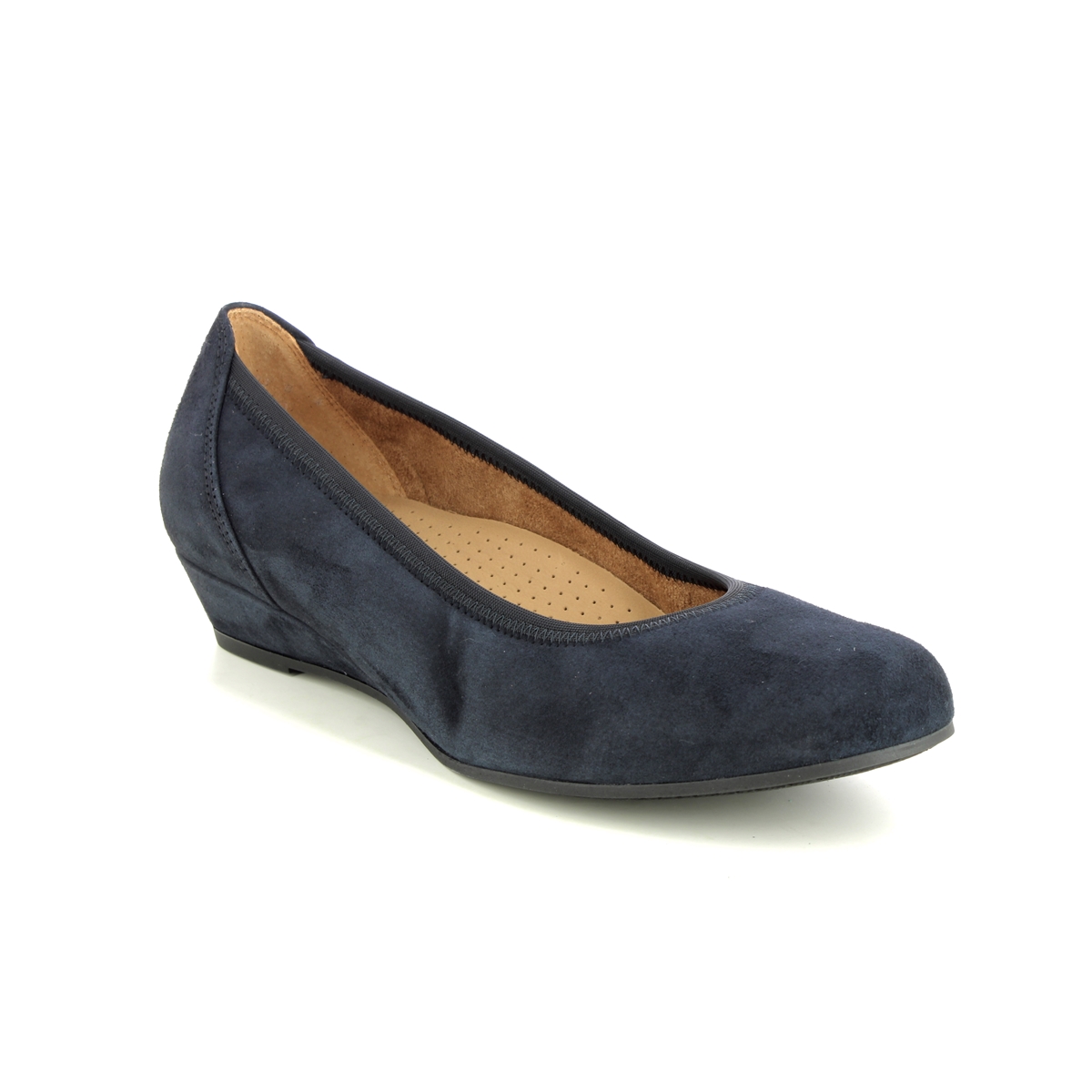 Gabor Chester Navy Suede Womens Wedge Shoes 02.690.46 in a Plain Leather in Size 7