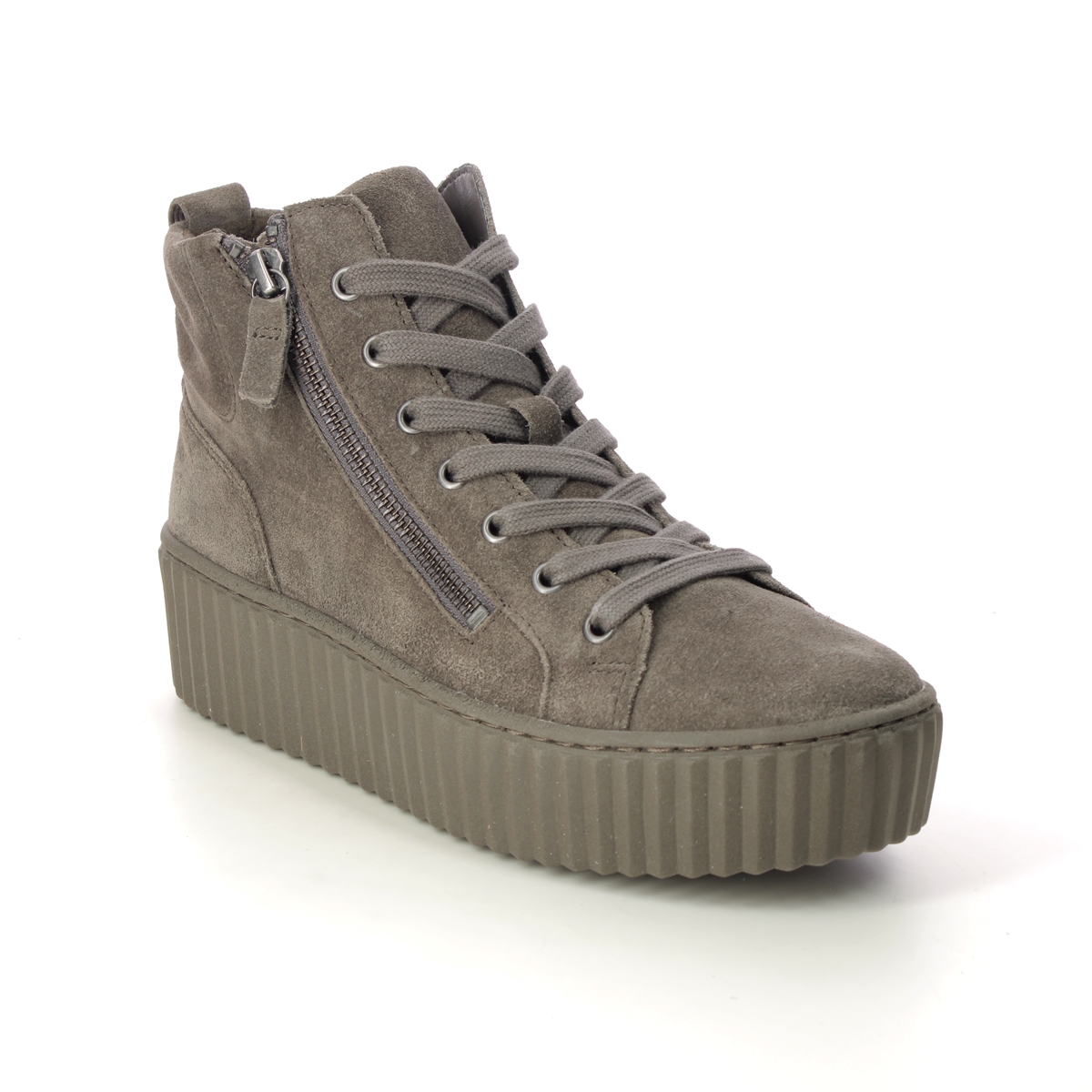 Gabor Debbie Dolly Taupe Suede Womens Hi Tops 33.710.19 In Size 3.5 In Plain Taupe Suede  Womens Trainers In Soft Taupe Suede Leather
