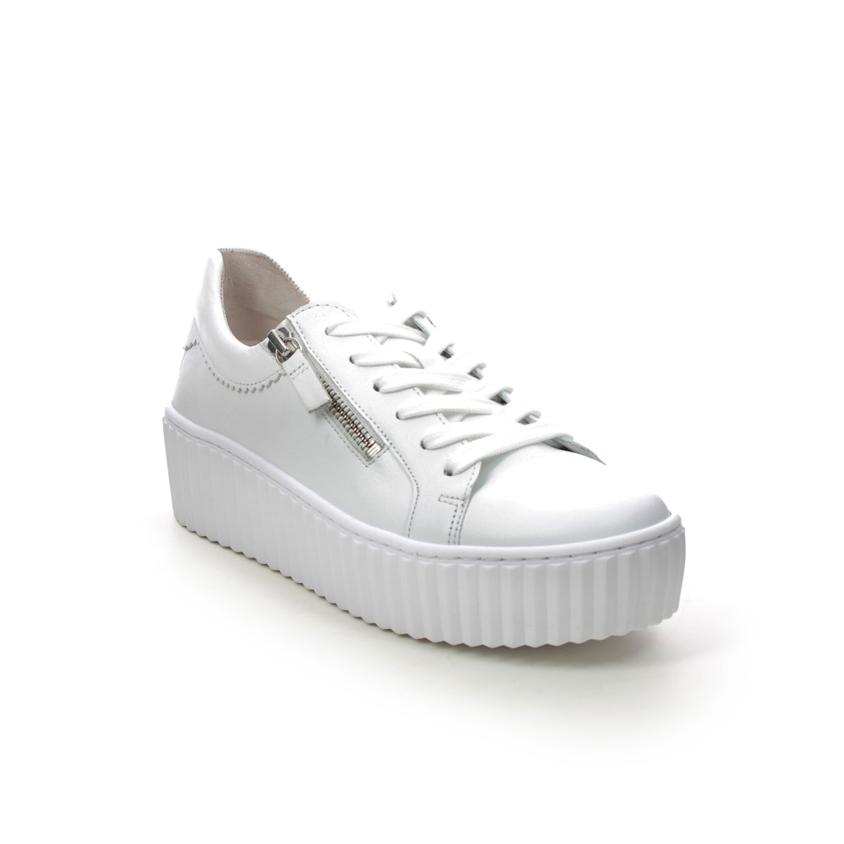 Gabor Dolly White Leather Womens Trainers 23.200.21 In Size 5.5 In Plain White Leather  Womens Trainers In Soft White Leather Leather