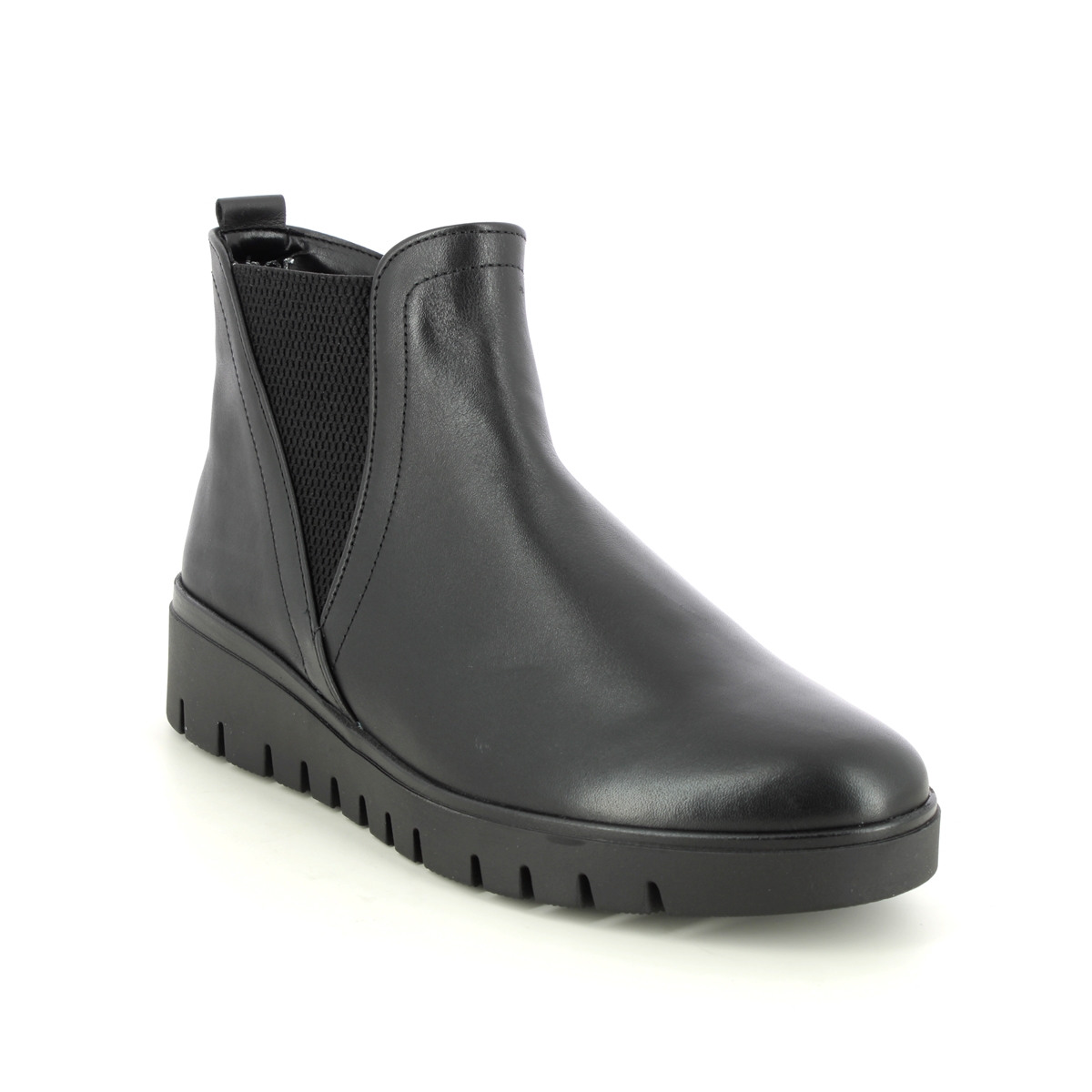 Gabor Dublin Wide Black leather Womens Chelsea Boots 32.051.57 in a Plain Leather in Size 6