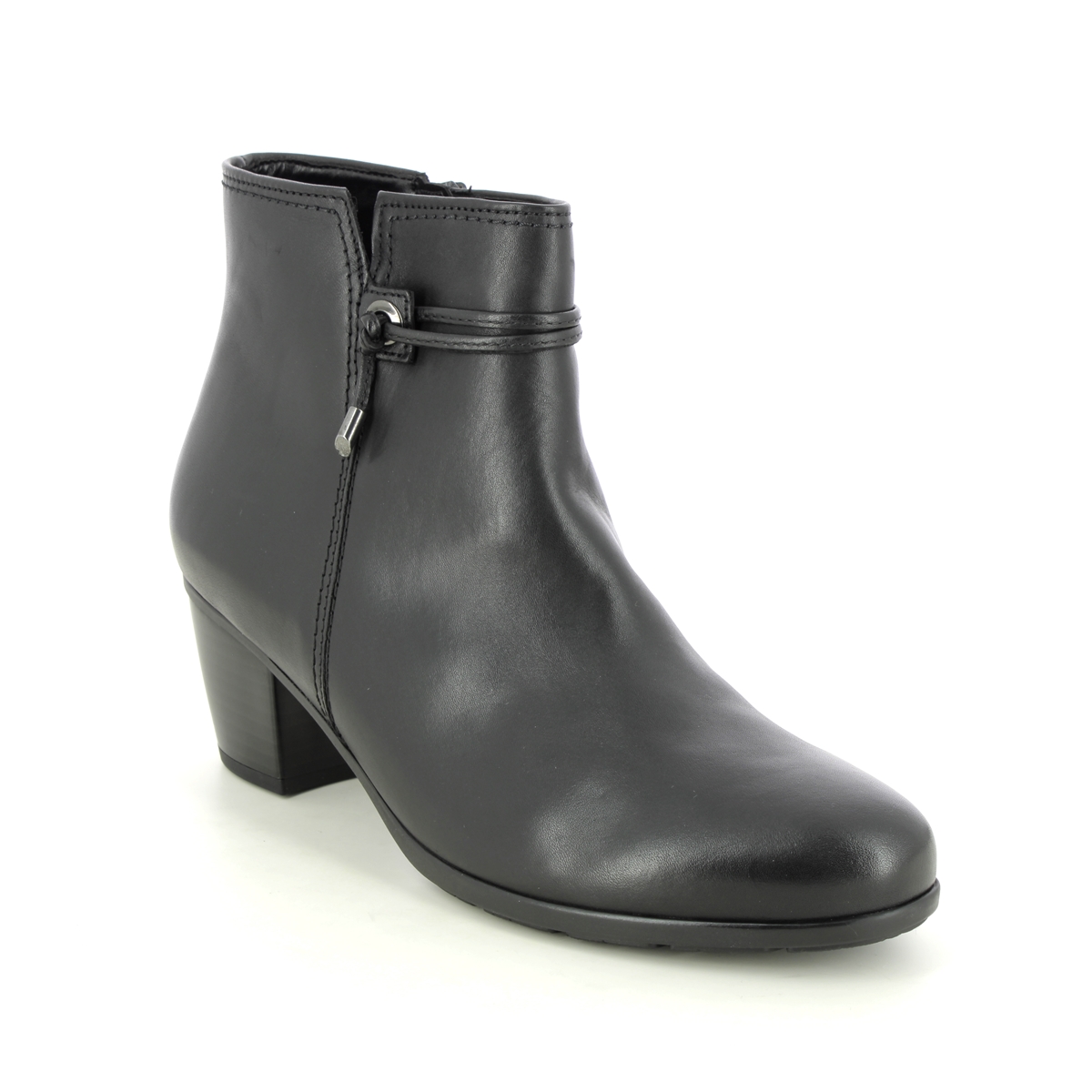 Gabor Ela Black Leather Womens Heeled Boots 35.522.27 In Size 6 In Plain Black Leather  Womens Ankle Boots In Soft Black Leather Leather