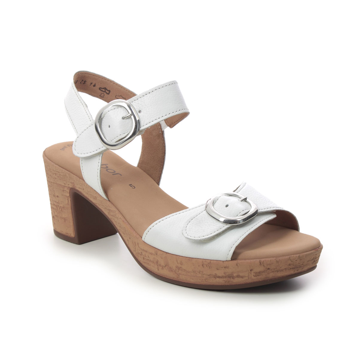 Gabor Fantastica WHITE LEATHER Womens Wedge Sandals 24.764.21 in a Plain Leather in Size 3