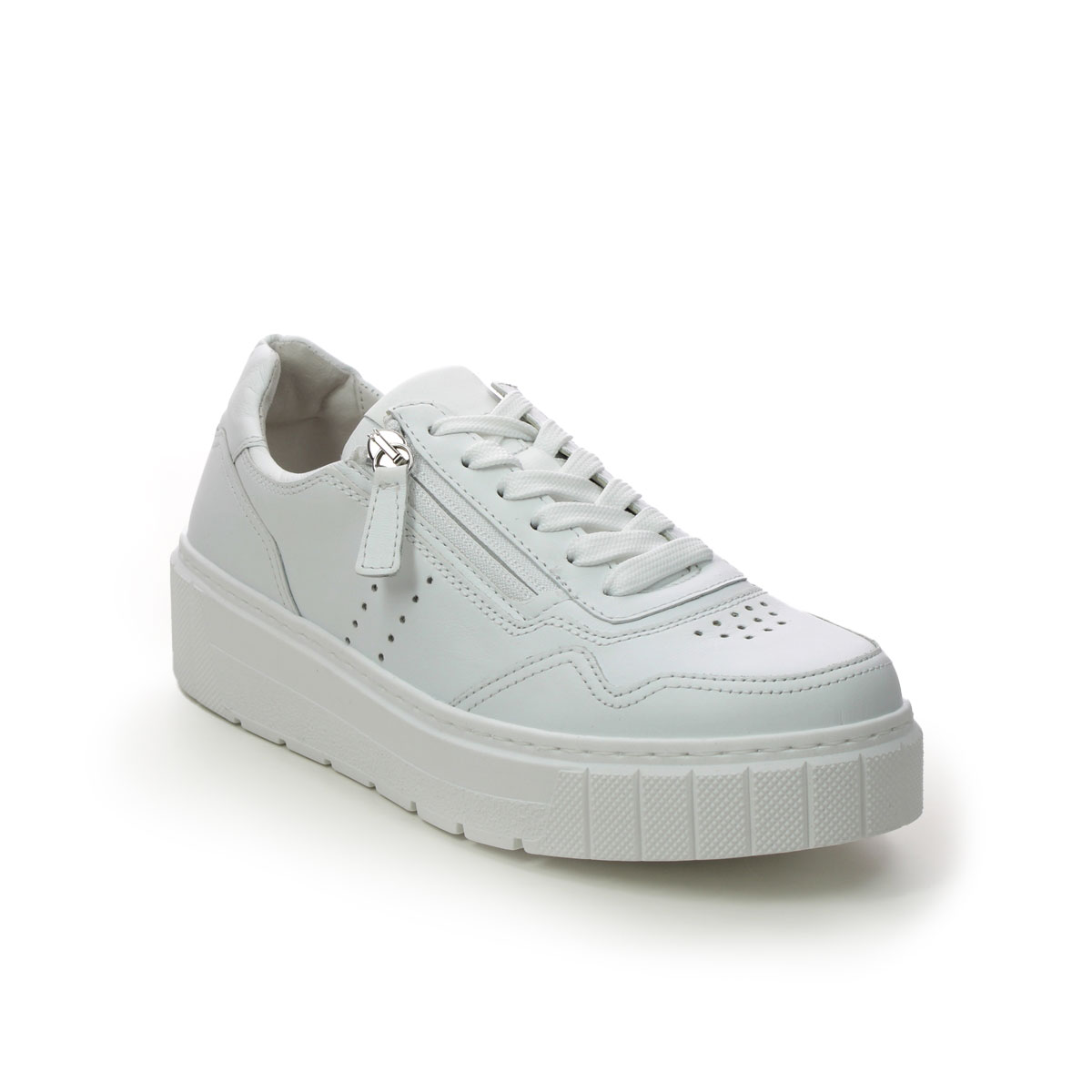Gabor Farica Zip White Leather Womens Trainers 26.418.50 In Size 7 In Plain White Leather  Womens Trainers In Soft White Leather Leather