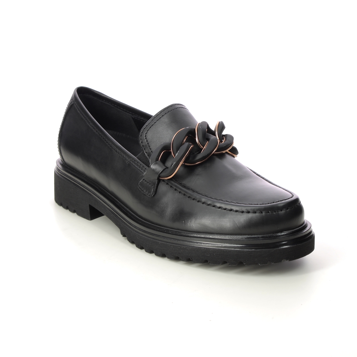 Gabor Florida Wide Black leather Womens loafers 32.554.57 in a Plain Leather in Size 6.5