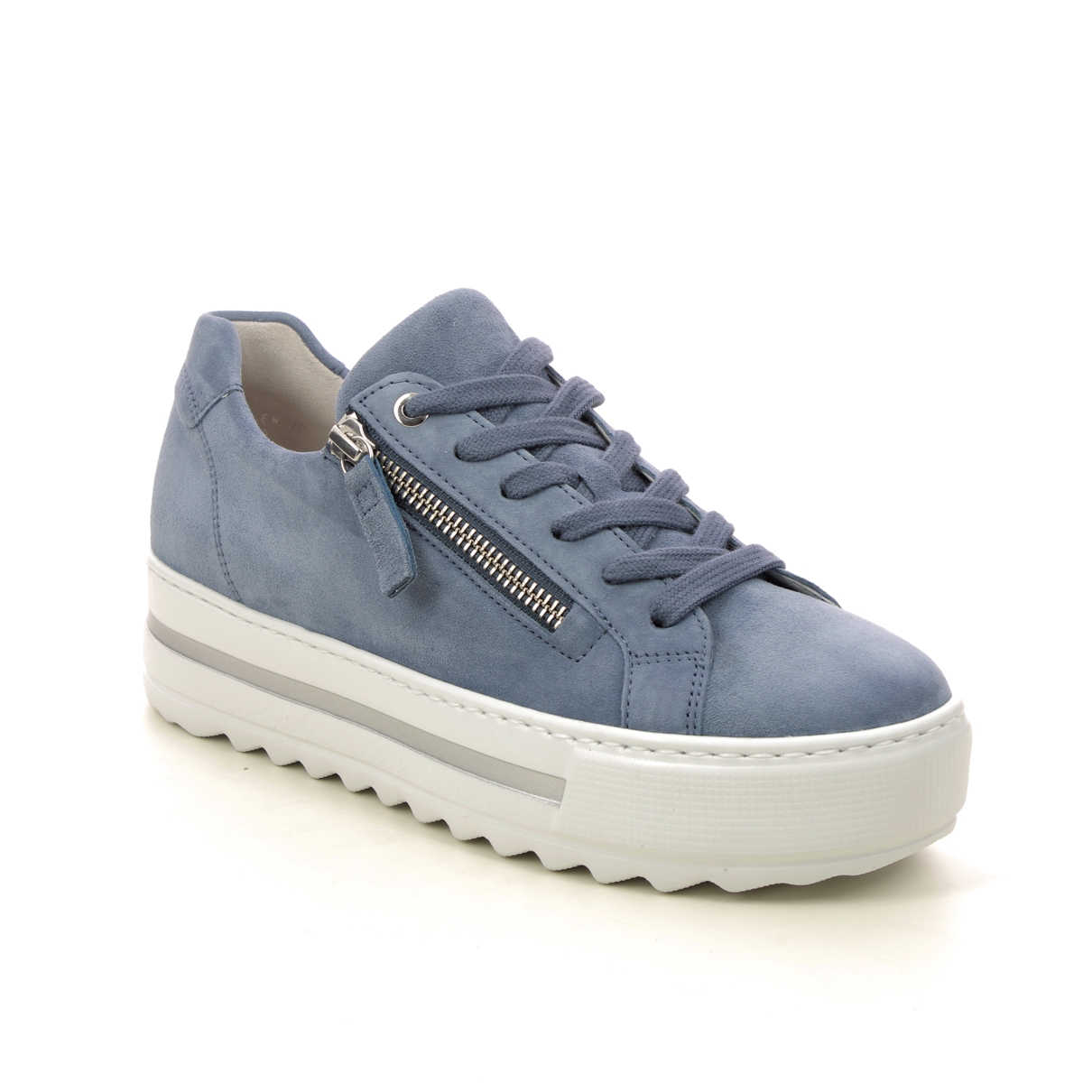 Gabor Heather Blue Suede Womens trainers 46.498.26 in a Plain Leather in Size 5.5