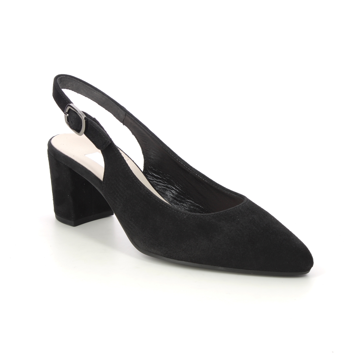 Gabor Helmsdale Black Suede Womens Slingback Shoes 41.540.17 in a Plain Leather in Size 5.5