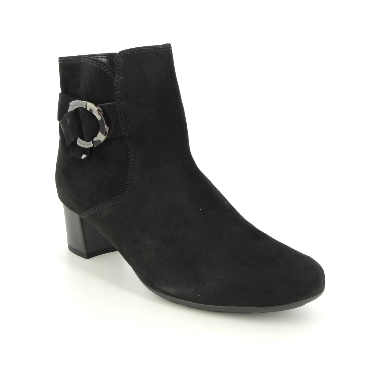 Gabor Hemp Black Suede Womens Heeled Boots 92.824.47 In Size 6.5 In Plain Black Suede  Womens Ankle Boots In Soft Black Suede Leather