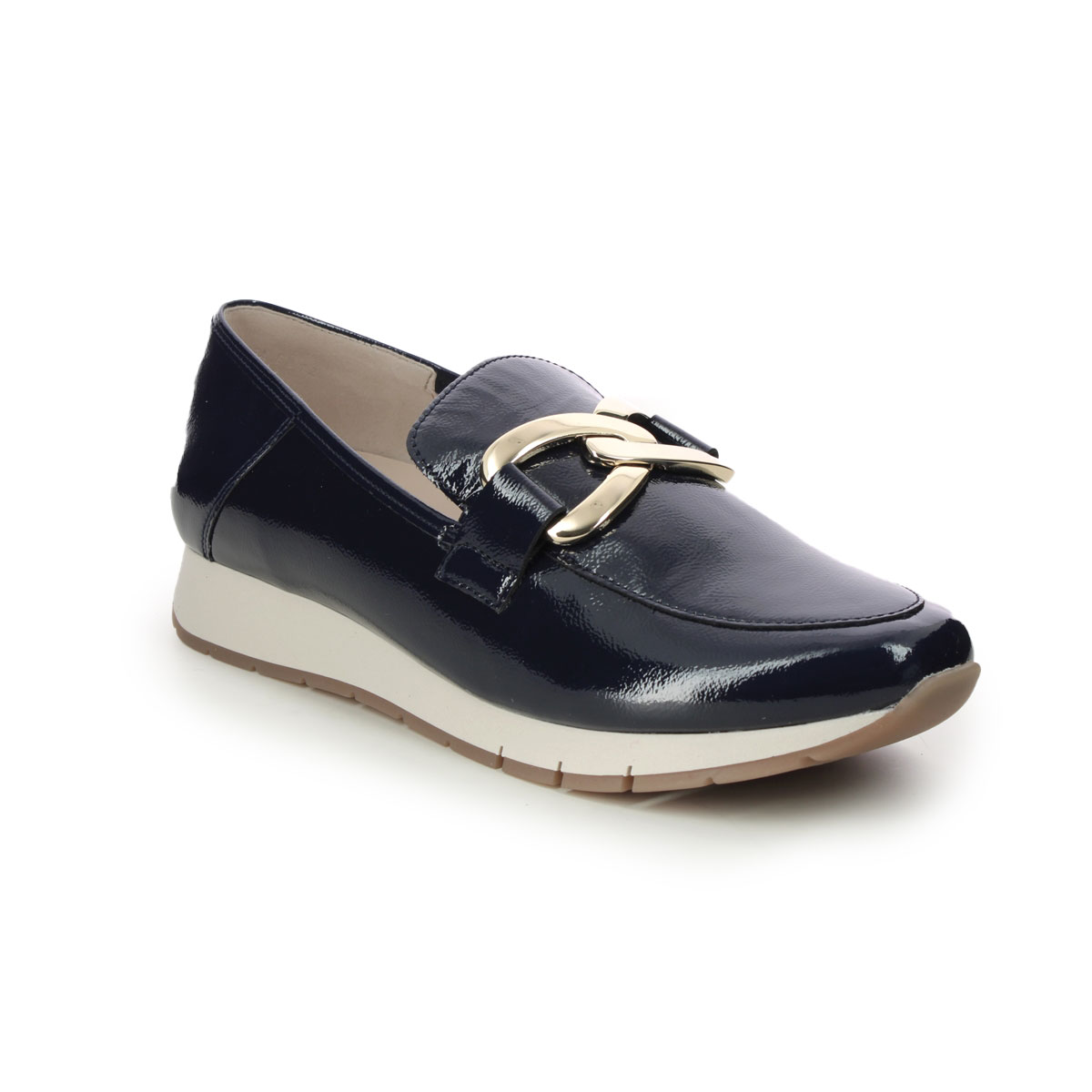 Gabor Jojo Navy patent Womens loafers 42.474.96 in a Plain Leather in Size 5.5