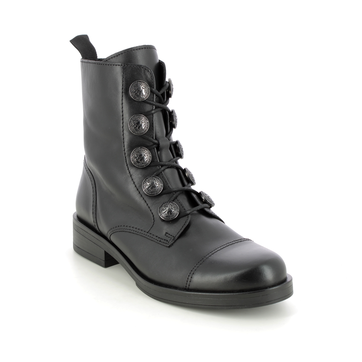 Gabor Lady Button Black leather Womens Lace Up Boots 91.796.27 in a Plain Leather in Size 7
