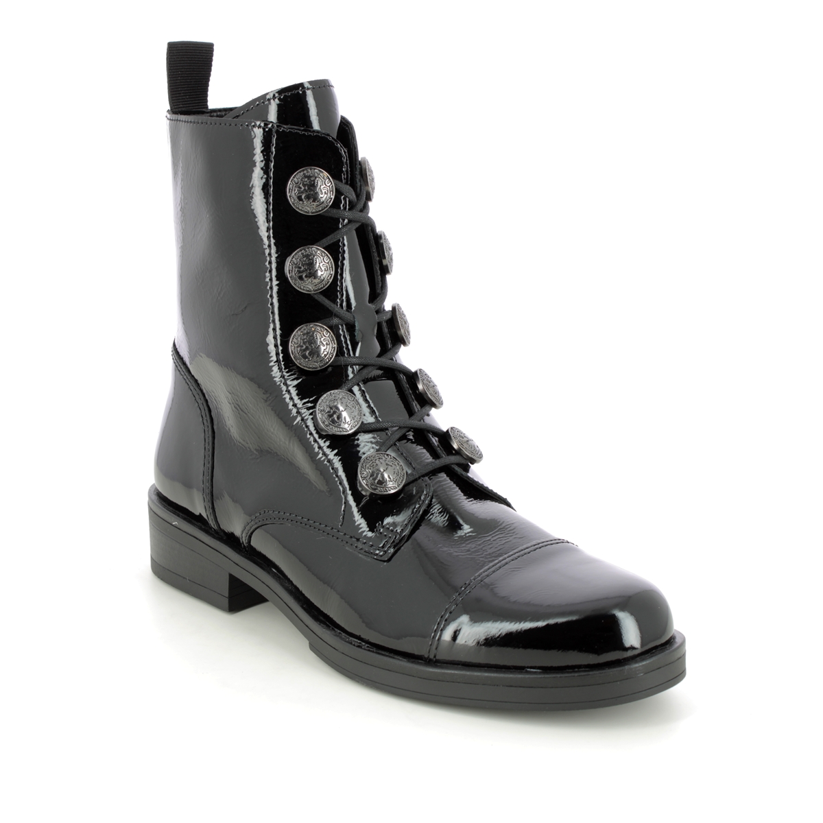 Gabor Lady Button Black Patent Womens Lace Up Boots 91.796.97 In Size 3 In Plain Black Patent  Womens Ankle Boots In Soft Black Patent Leather