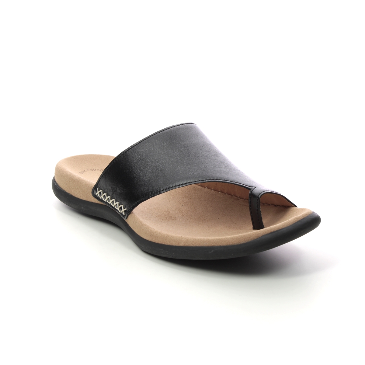 Gabor Lanzarote Black Womens Toe Post Sandals 03.700.27 In Size 43 In Plain Black  Womens Comfortable Sandals In Soft Black Leather