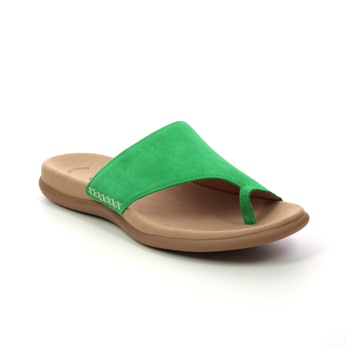 Gabor Lanzarote Green Suede Womens Toe Post Sandals 23.700.11 in a Plain Leather in Size 40