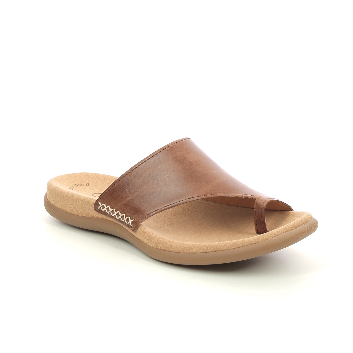Gabor Lanzarote Tan Womens Toe Post Sandals 23.700.24 In Size 40 In Plain Tan  Womens Comfortable Sandals In Soft Tan Leather