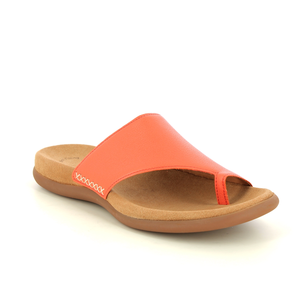 Gabor Lanzarote Orange Leather Womens Toe Post Sandals 43.700.23 in a Plain Leather in Size 40