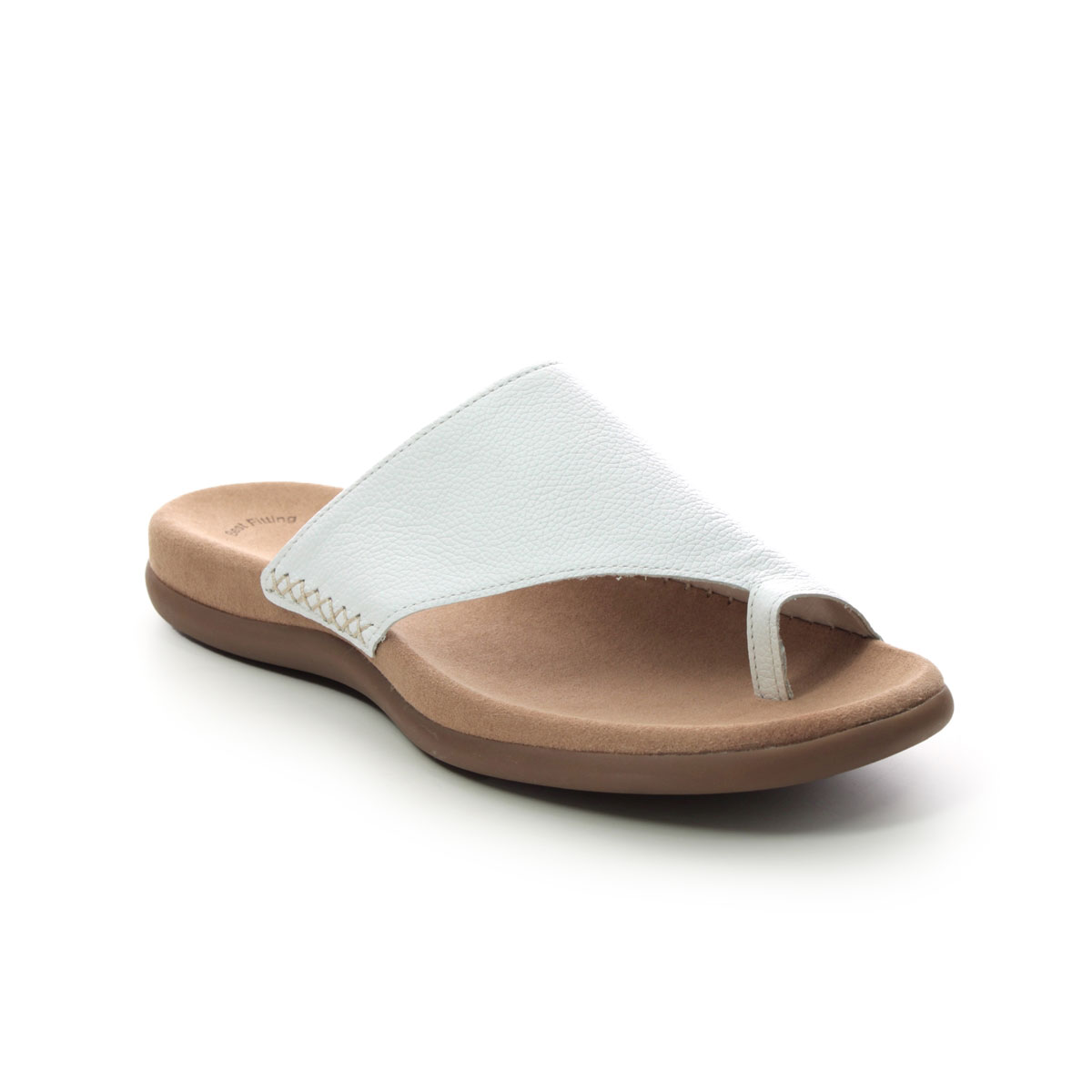 Gabor Lanzarote White Womens Toe Post Sandals 03.700.21 In Size 41 In Plain White  Womens Comfortable Sandals In Soft White Leather
