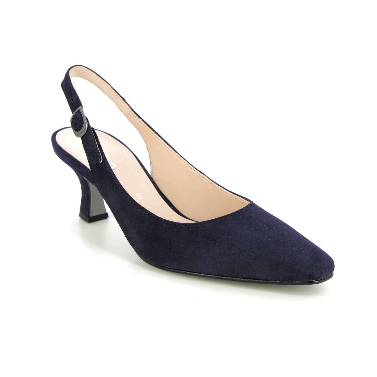 Gabor Lindy Kitten Navy Suede Womens Slingback Shoes 21.510.16 in a Plain Leather in Size 3