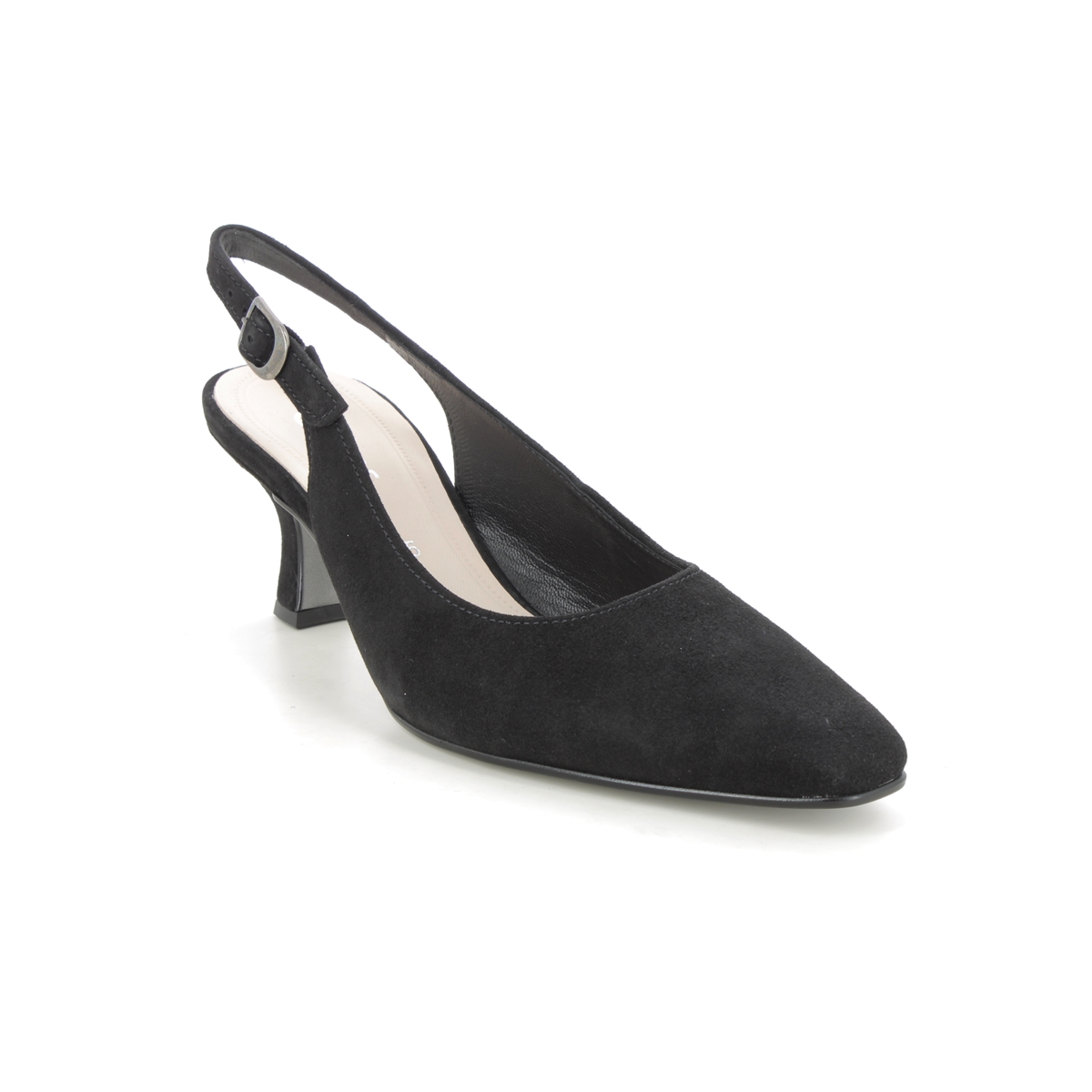 Gabor Lindy Kitten Black Suede Womens Slingback Shoes 41.510.17 in a Plain Leather in Size 5.5