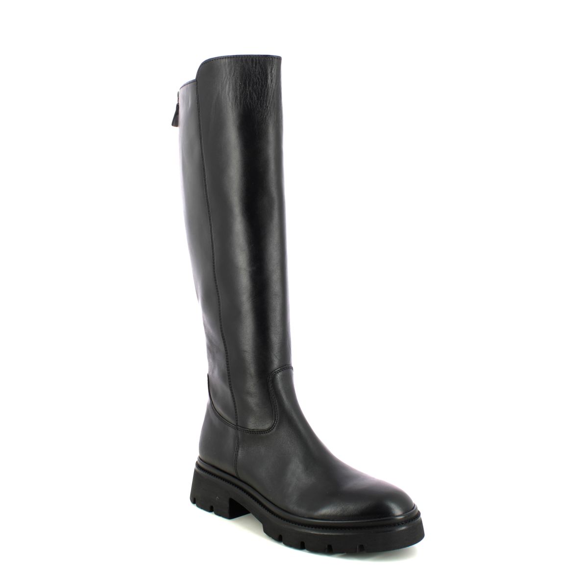 Gabor Match Medium Leg Black Leather Womens Knee-High Boots 31.859.27 In Size 7.5 In Plain Black Leather  Womens Knee High Boots In Soft Black Leather
