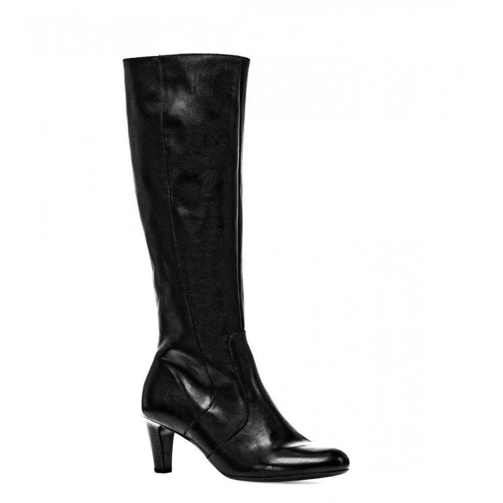 Gabor Maybe Slim Leg Black leather Womens knee-high boots 35.858.27 in a Plain Leather in Size 5.5