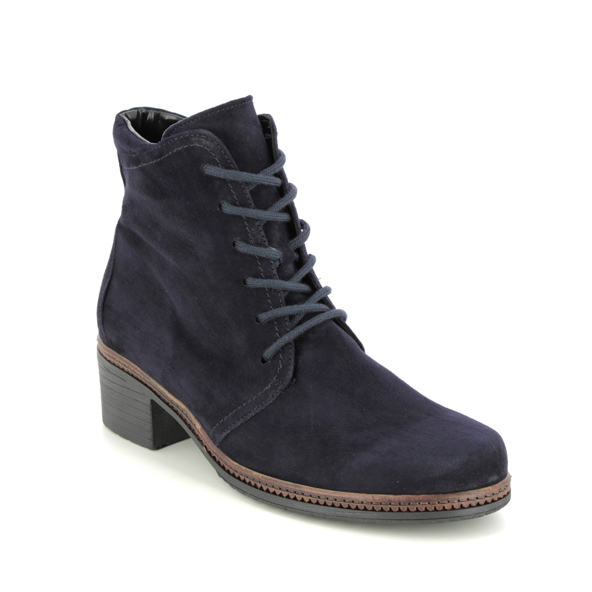 Gabor Mena Soul Navy Suede Womens Lace Up Boots 94.661.16 In Size 4 In Plain Navy Suede  Womens Ankle Boots In Soft Navy Suede Leather