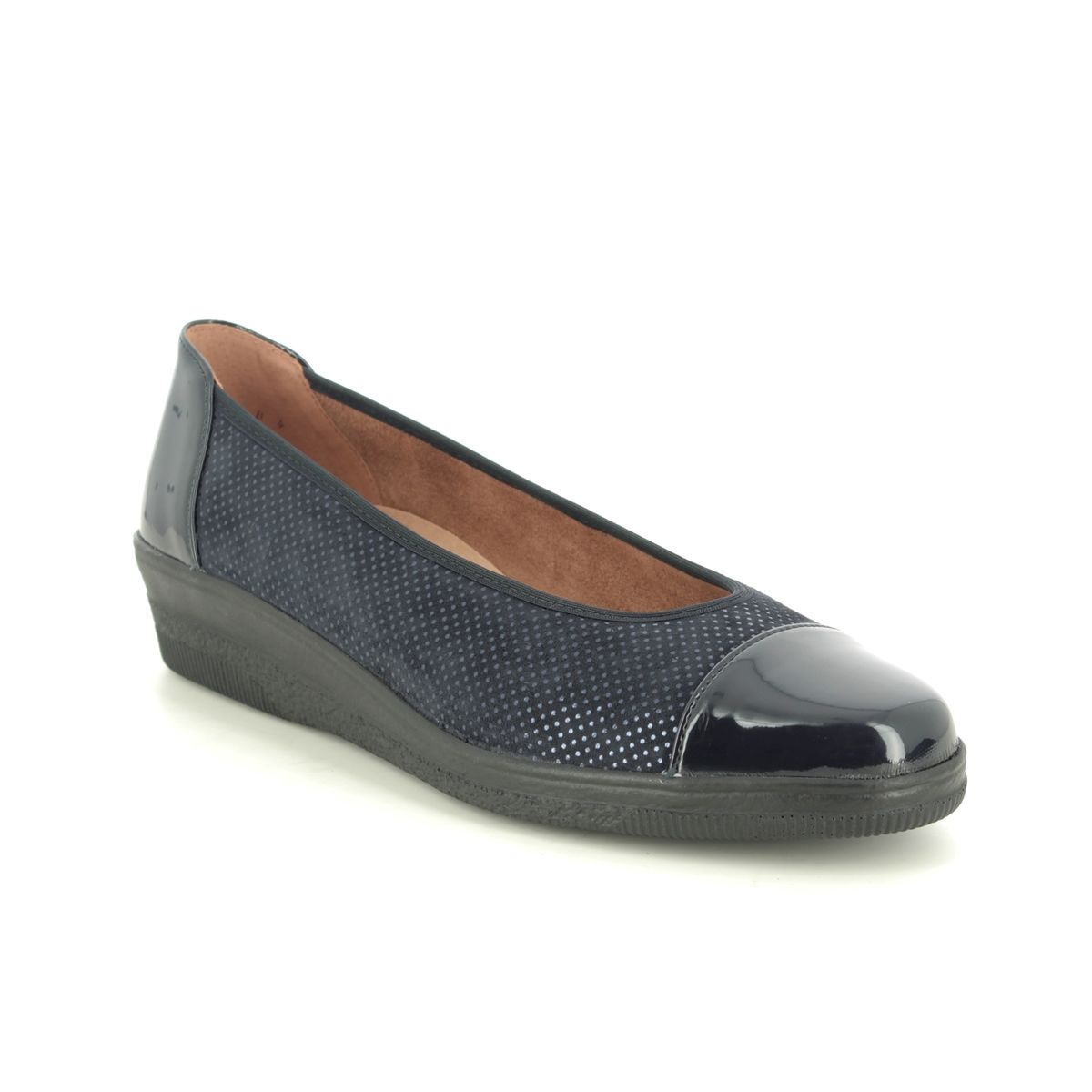 Gabor Petunia Navy patent Womens Comfort Slip On Shoes 06.402.86 in a Plain Leather and Man-made in Size 5.5