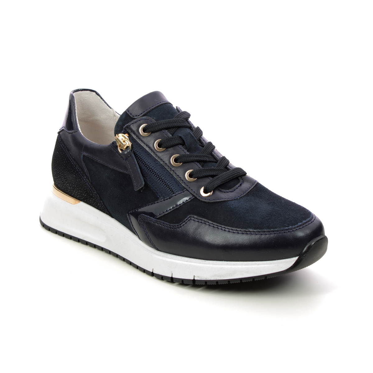 Gabor Princess Navy Leather Womens Trainers 26.448.36 In Size 7 In Plain Navy Leather  Womens Trainers In Soft Navy Leather Leather