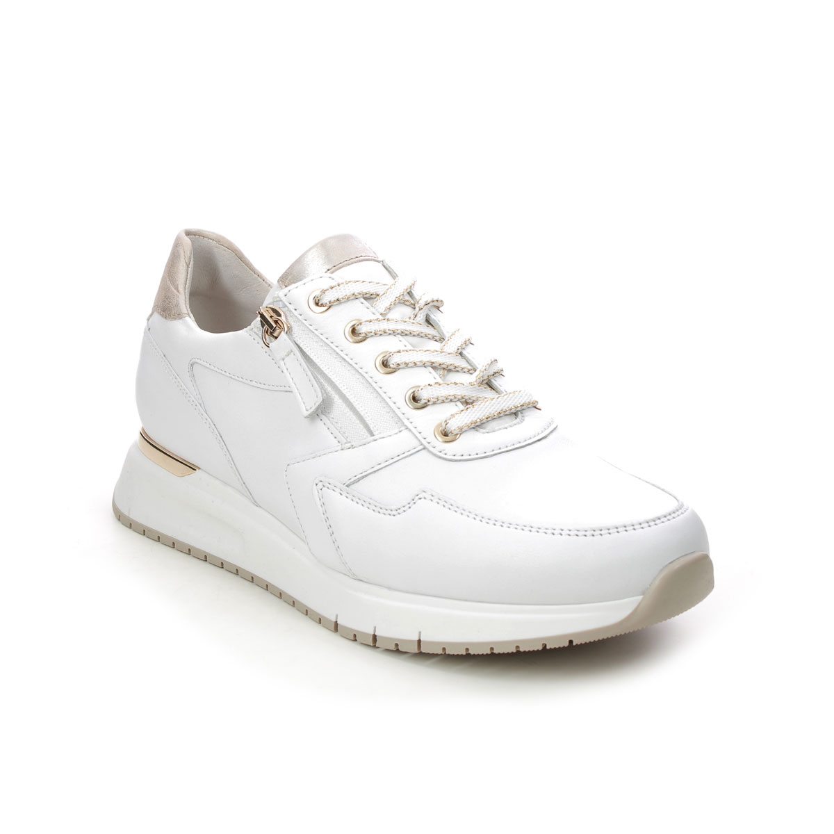 Gabor Princess White Gold Womens Trainers 86.448.51 In Size 7.5 In Plain White Gold  Womens Trainers In Soft White Gold Leather