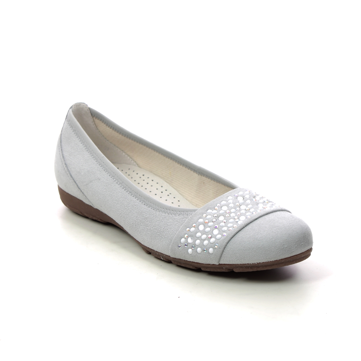 Gabor Rae Hovercraft Light Grey Suede Womens pumps 24.167.19 in a Plain Leather in Size 4.5